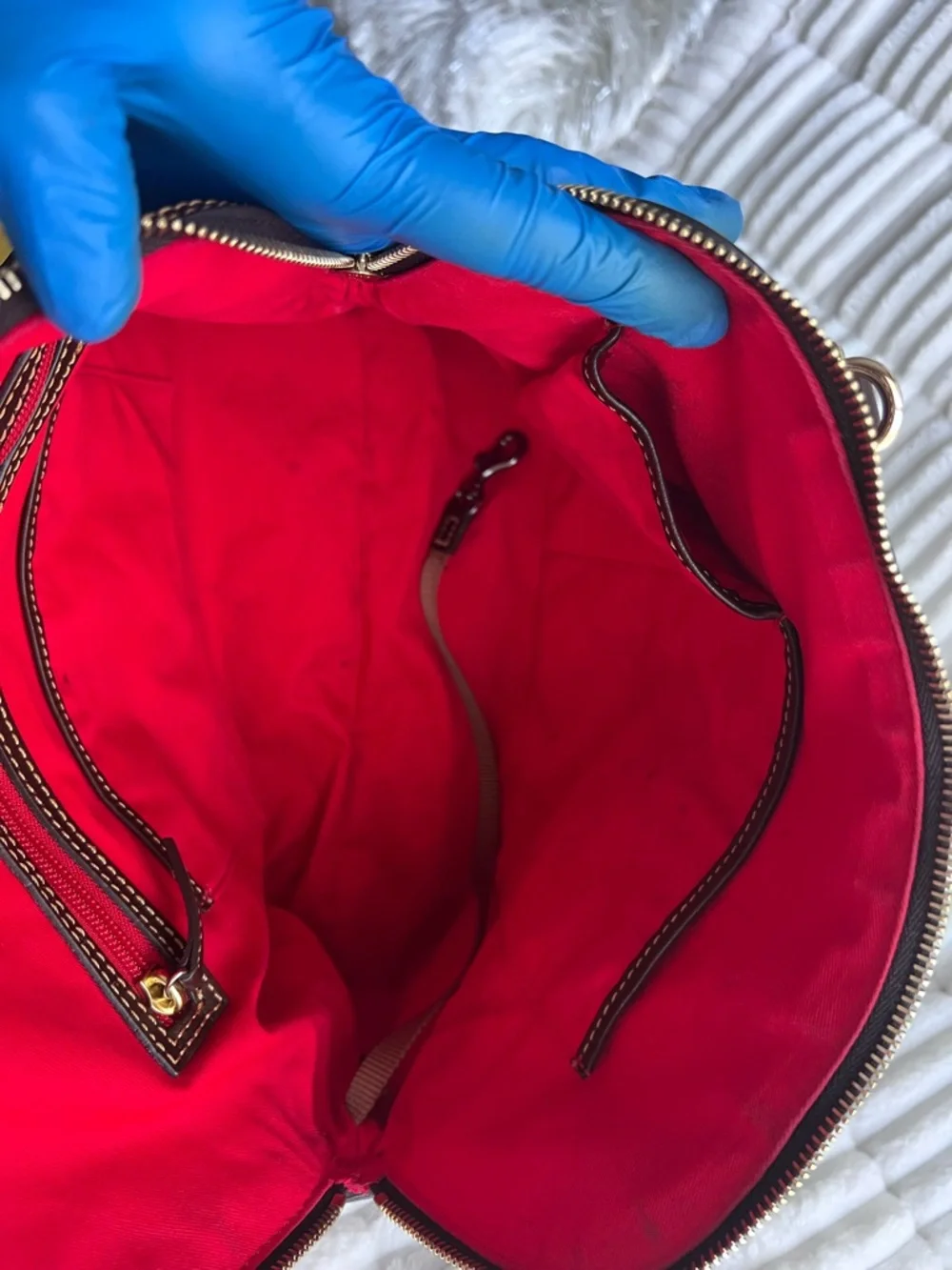 Dooney & Bourke Croc-Embossed Satchel with Gold Accents - Picture 11 of 16